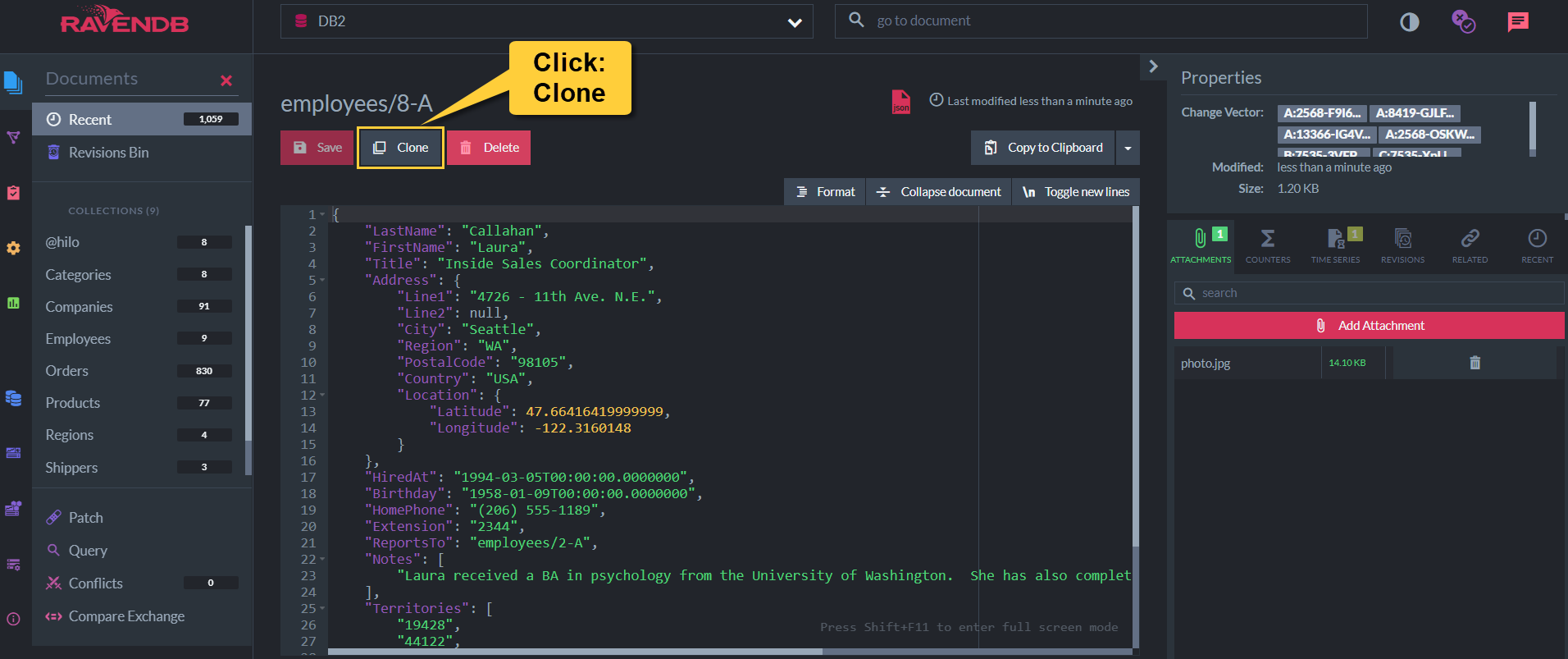 Figure 5. Create New Document from Clone