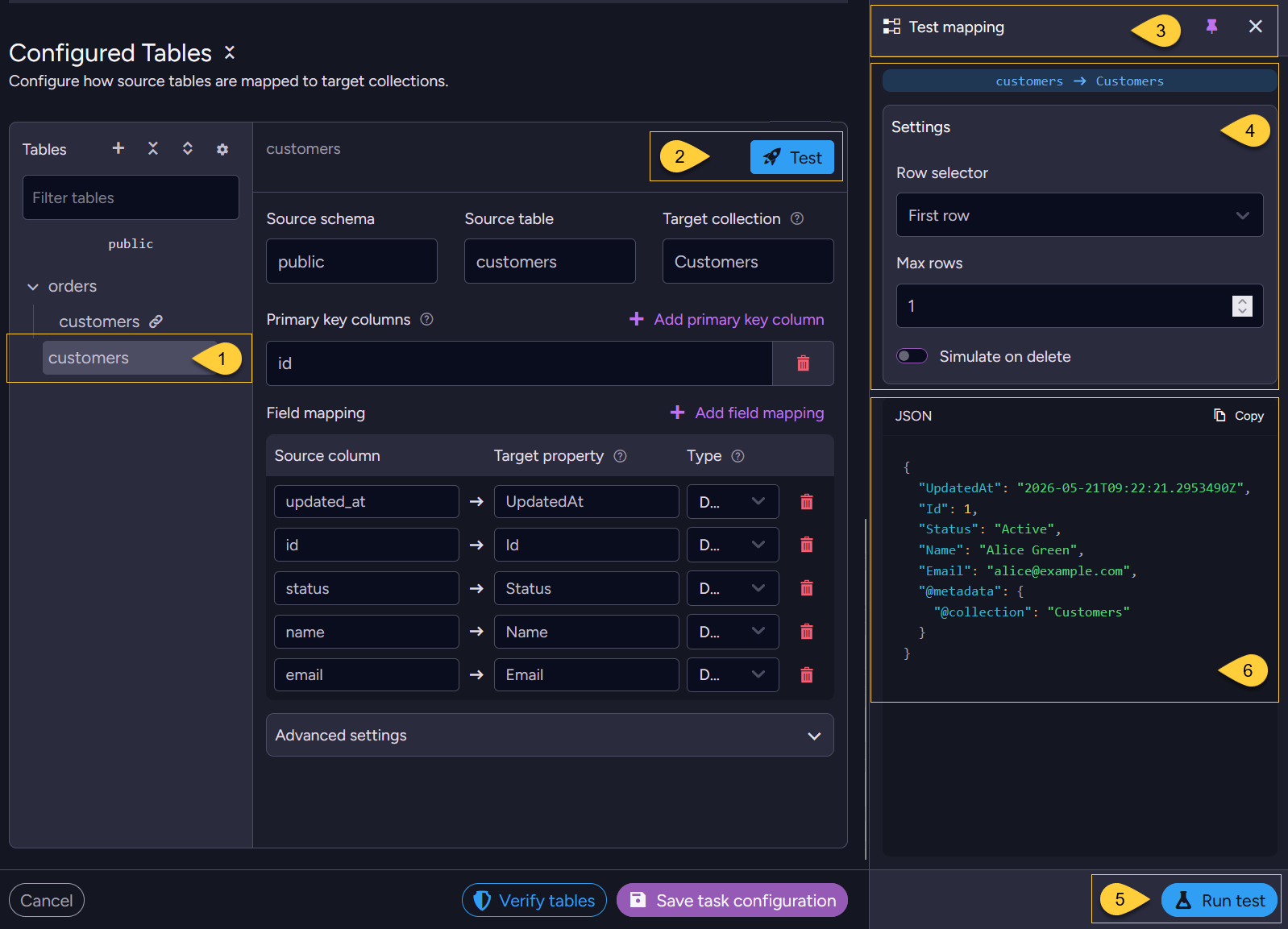 Test mapping panel