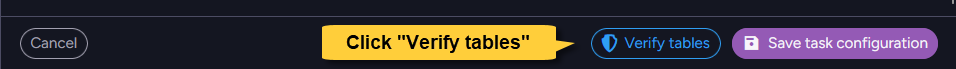 Verify tables