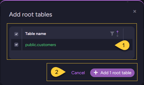 Add root tables