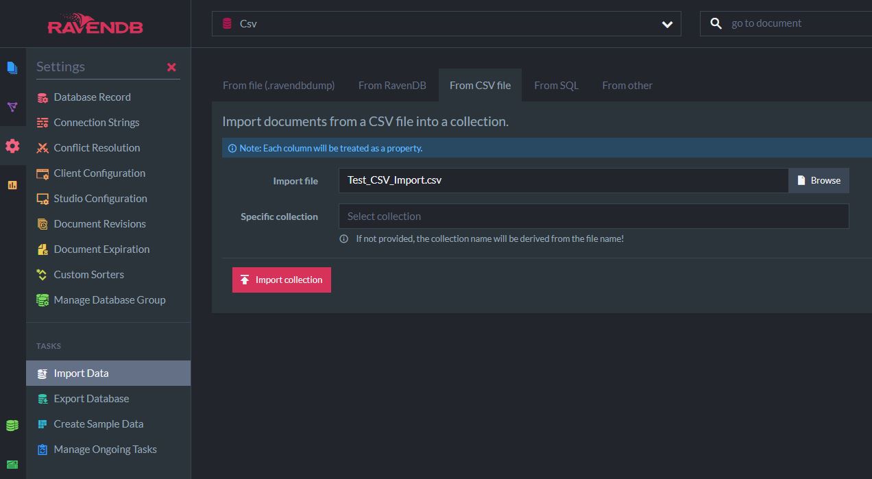 Figure 1. Import CSV file