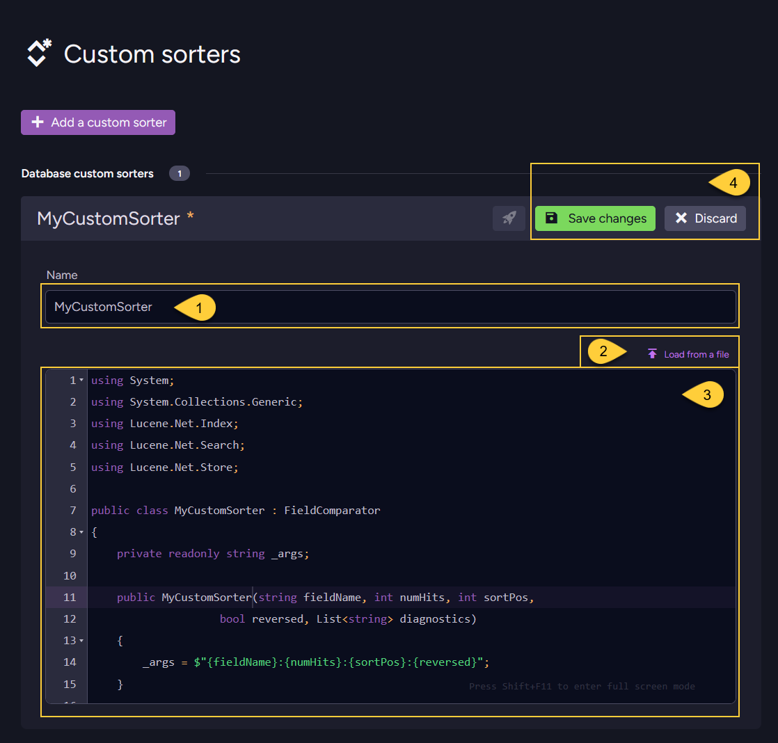 Add custom sorter