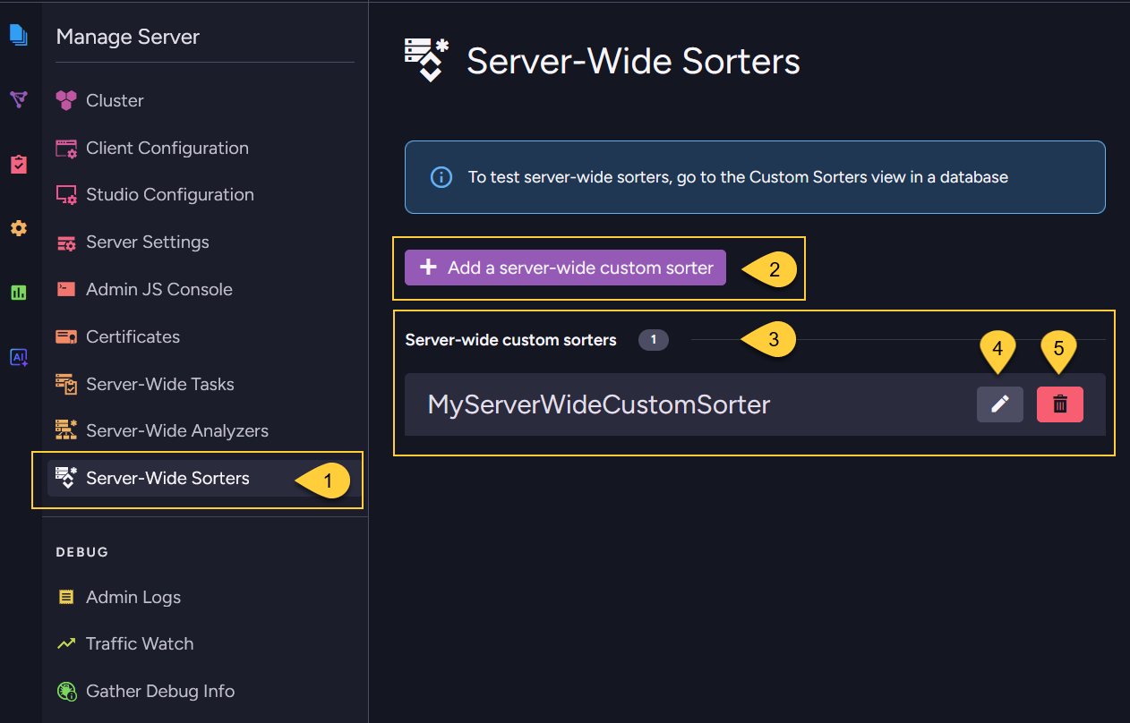Server-wide custom sorter view