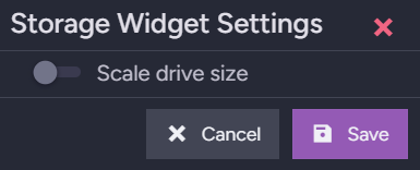 Storage widget settings