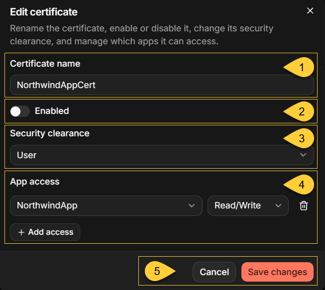 Editing a certificate
