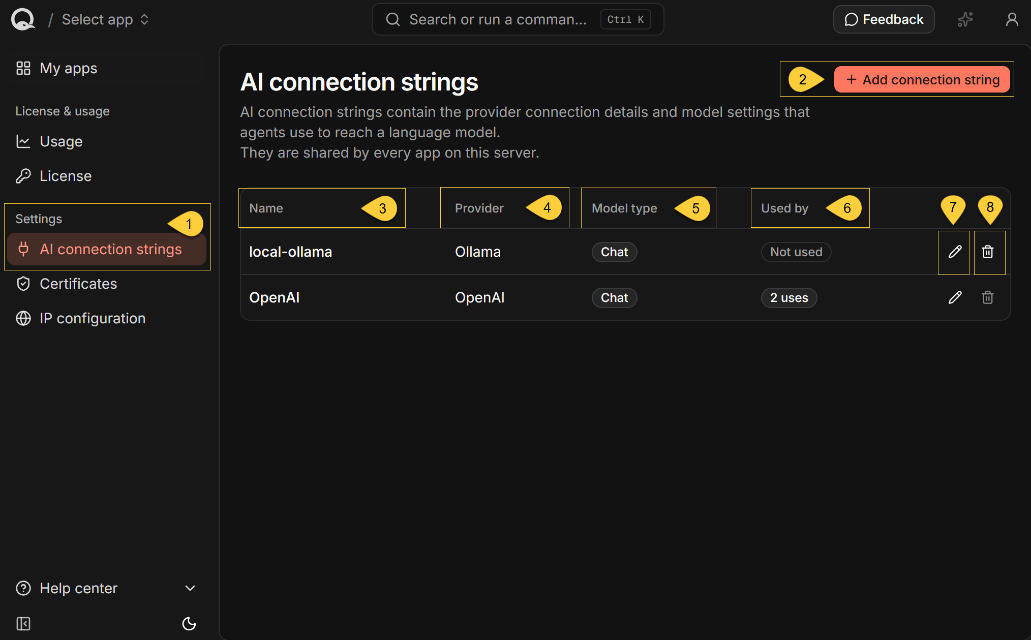 AI connection strings