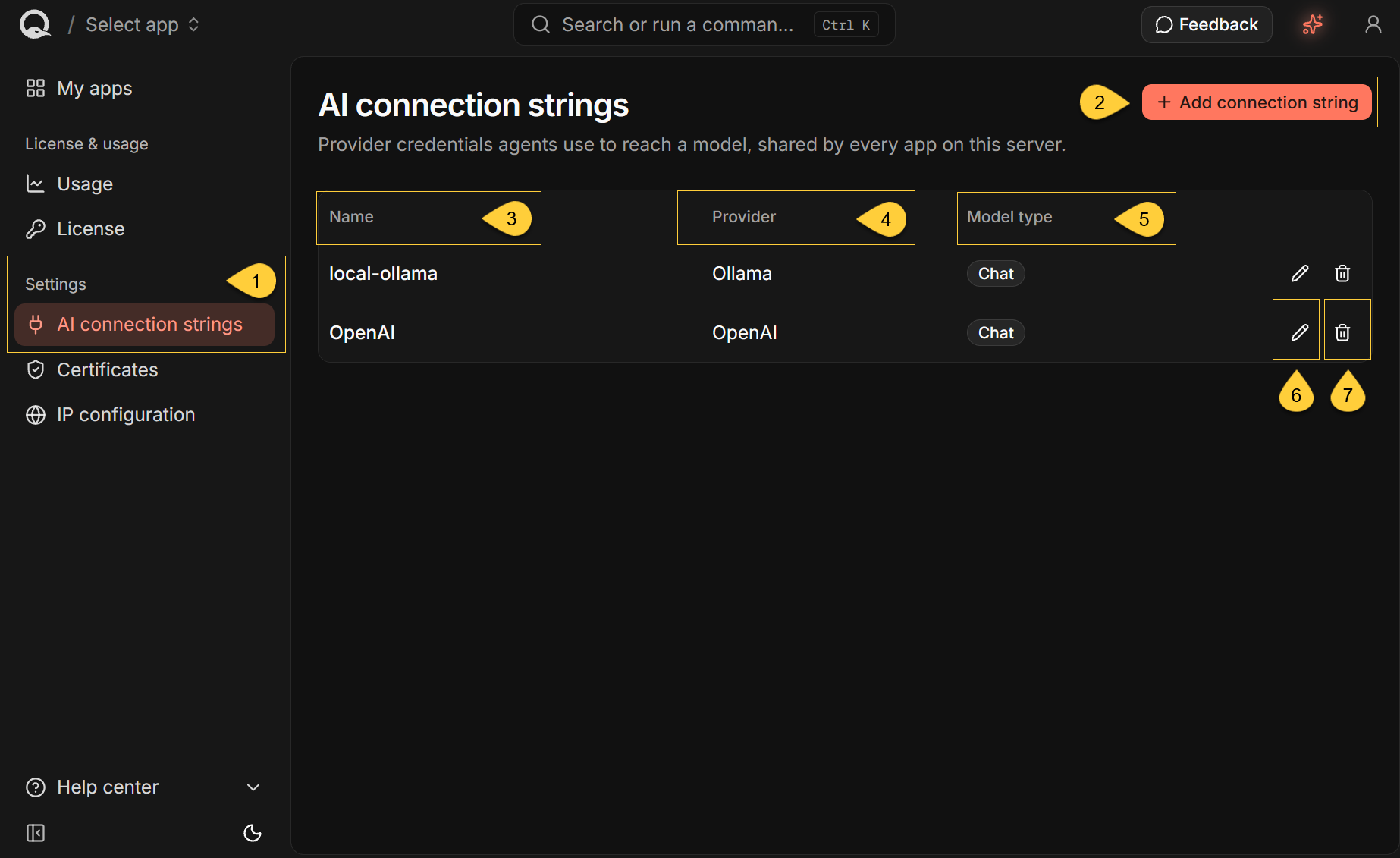 AI connection strings