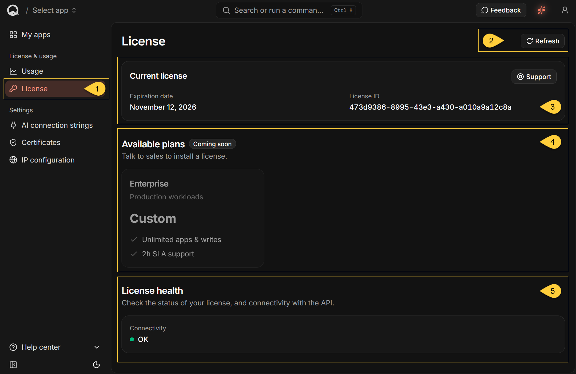 The License page
