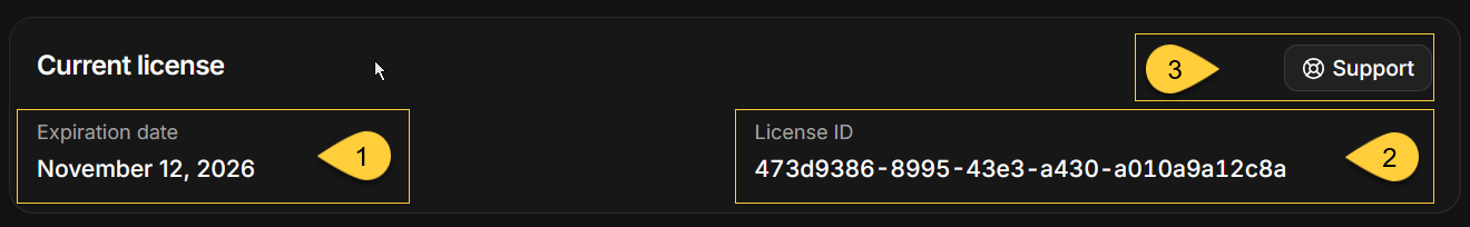 The License page