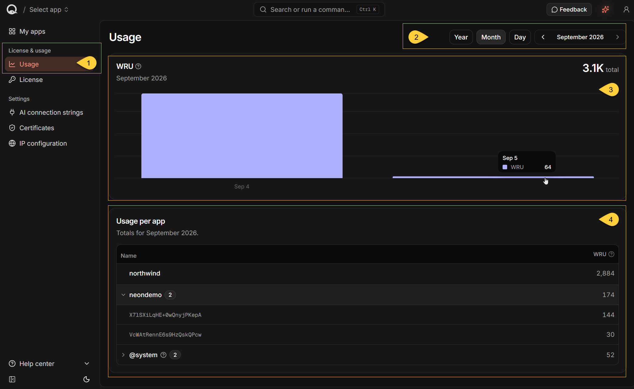The Usage view
