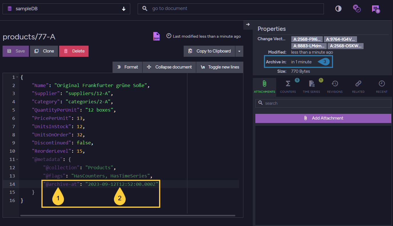 Figure 2. Document View: @archive-at Property