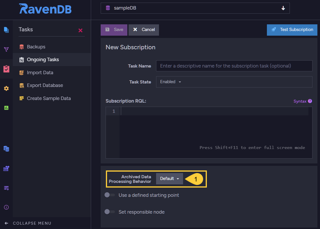 Figure 8. Subscription Archived Data Processing Behavior
