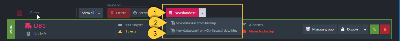 Figure 3. Creating New Database