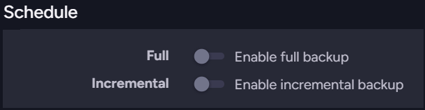 Schedule full and incremental backups