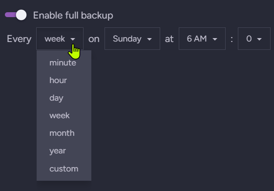 Schedule backup