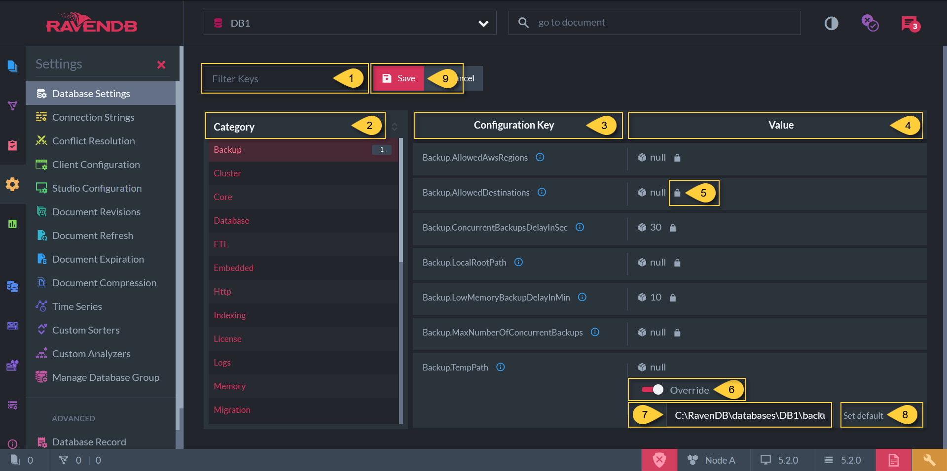 Figure 2: Edit Database Settings
