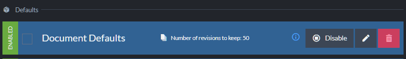 Defined Default Settings