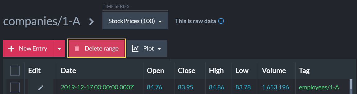 Delete Range Button