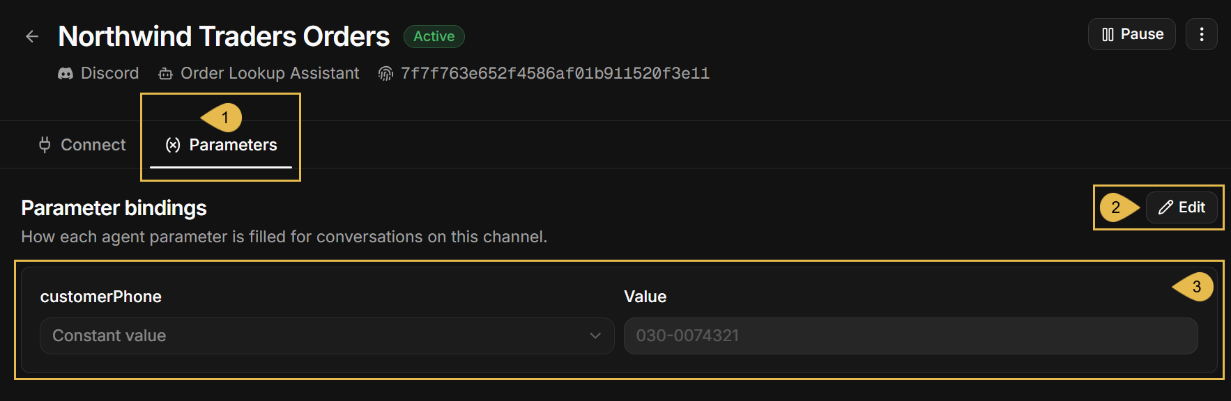 The Parameters tab