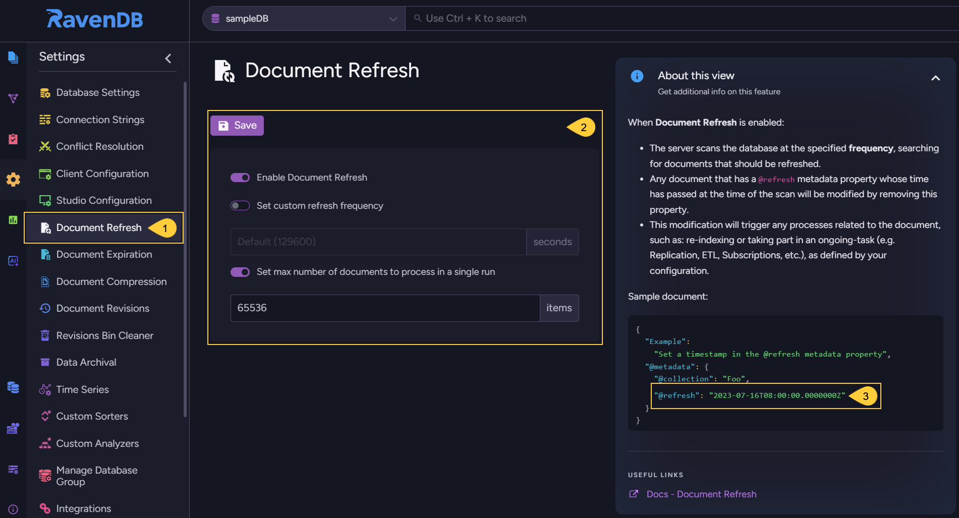 Document Refresh View