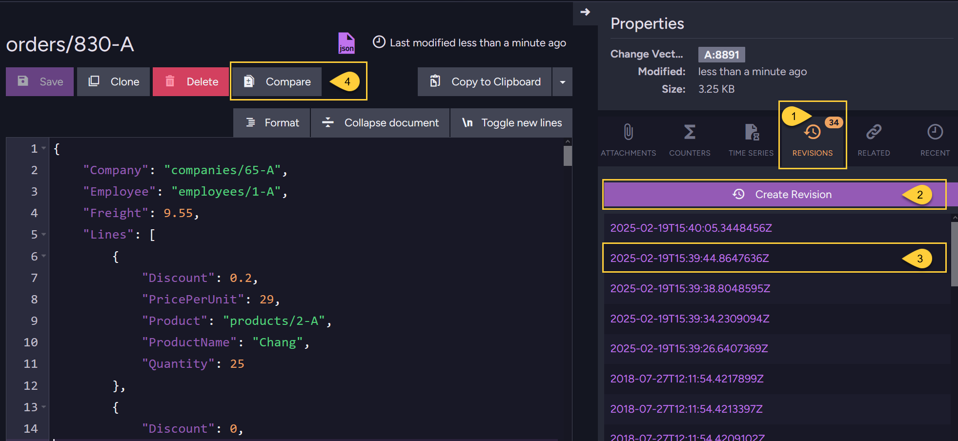 Revisions Tab