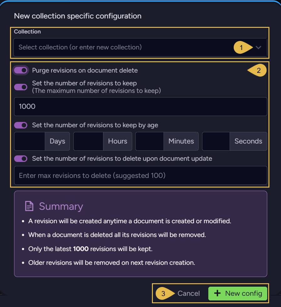 Define collection-specific configurations