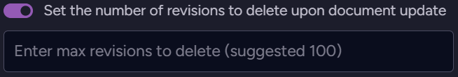 Set the number of revisions to delete upon document update