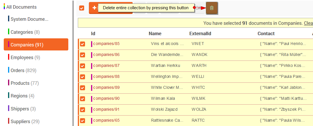 Figure 4. Studio. Documents View. Delete collection.