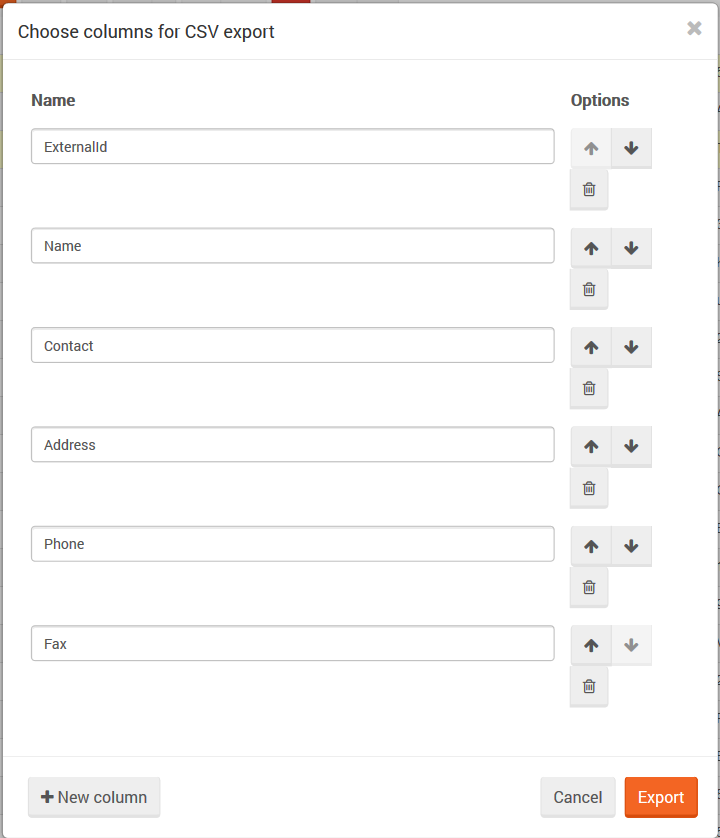 Figure 6. Studio. Documents View. Custom exporting to CSV.