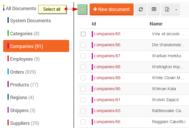 Figure 2. Studio. Documents View. Select all.