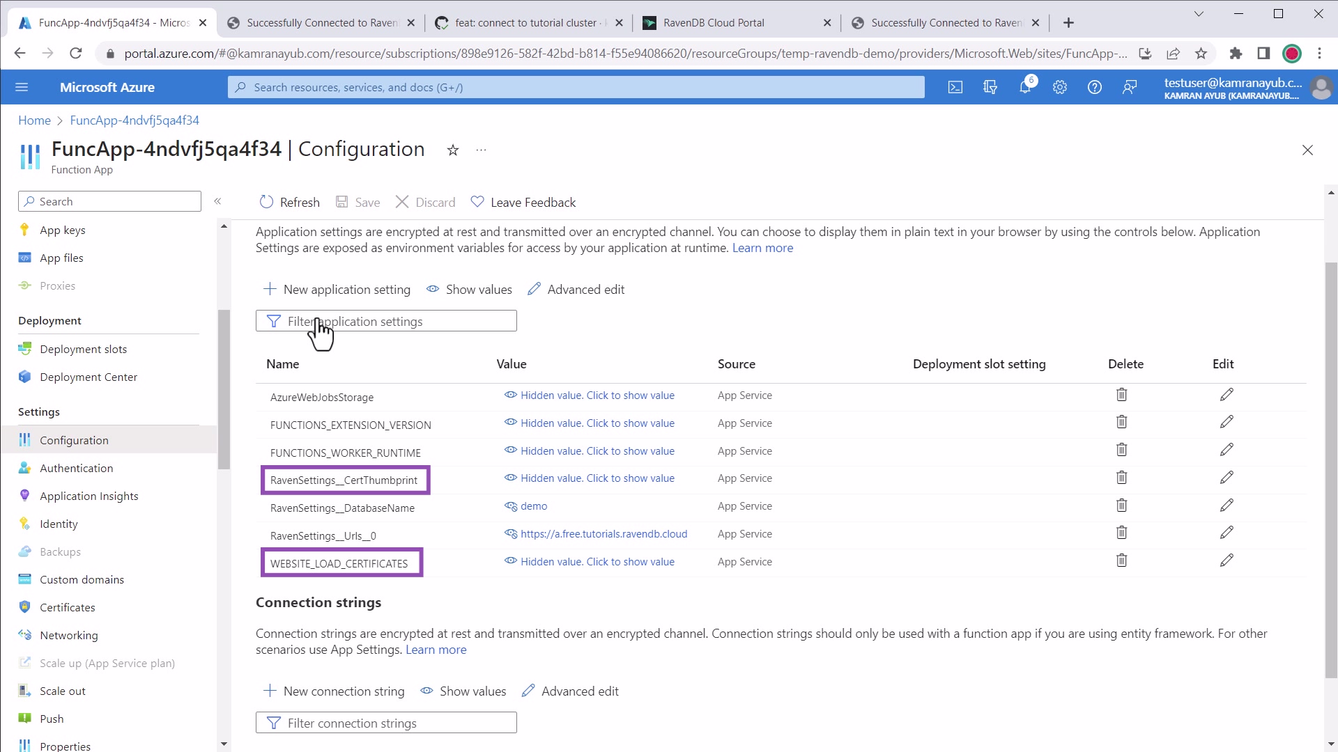 .NET update Azure app settings