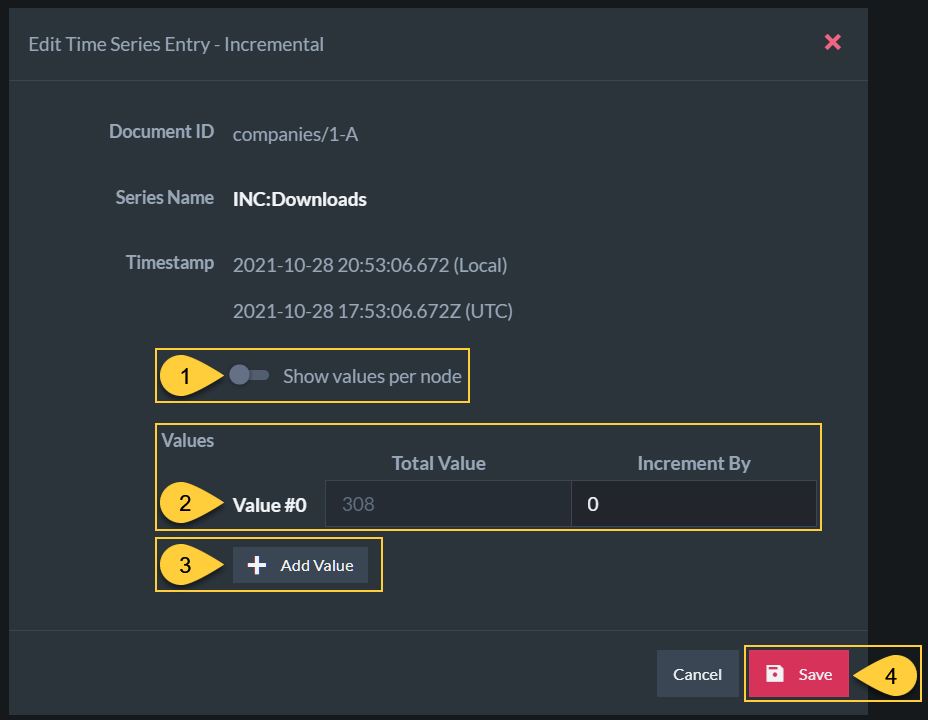 Incrementall Time Series Entry Accumulated Value