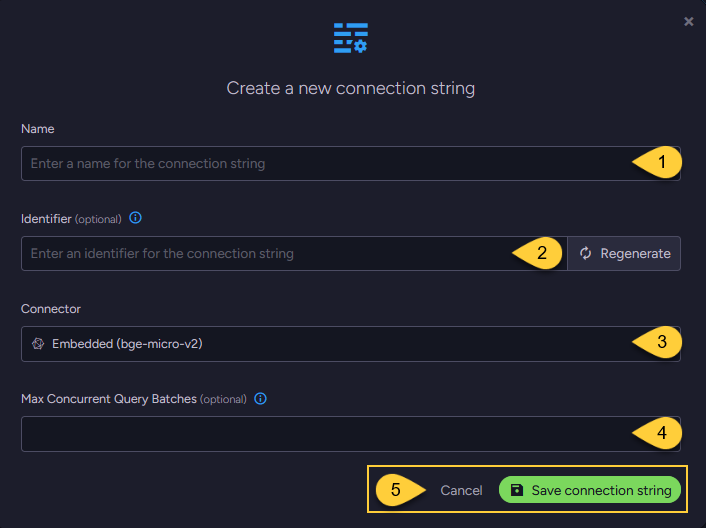 connection string to the embedded model
