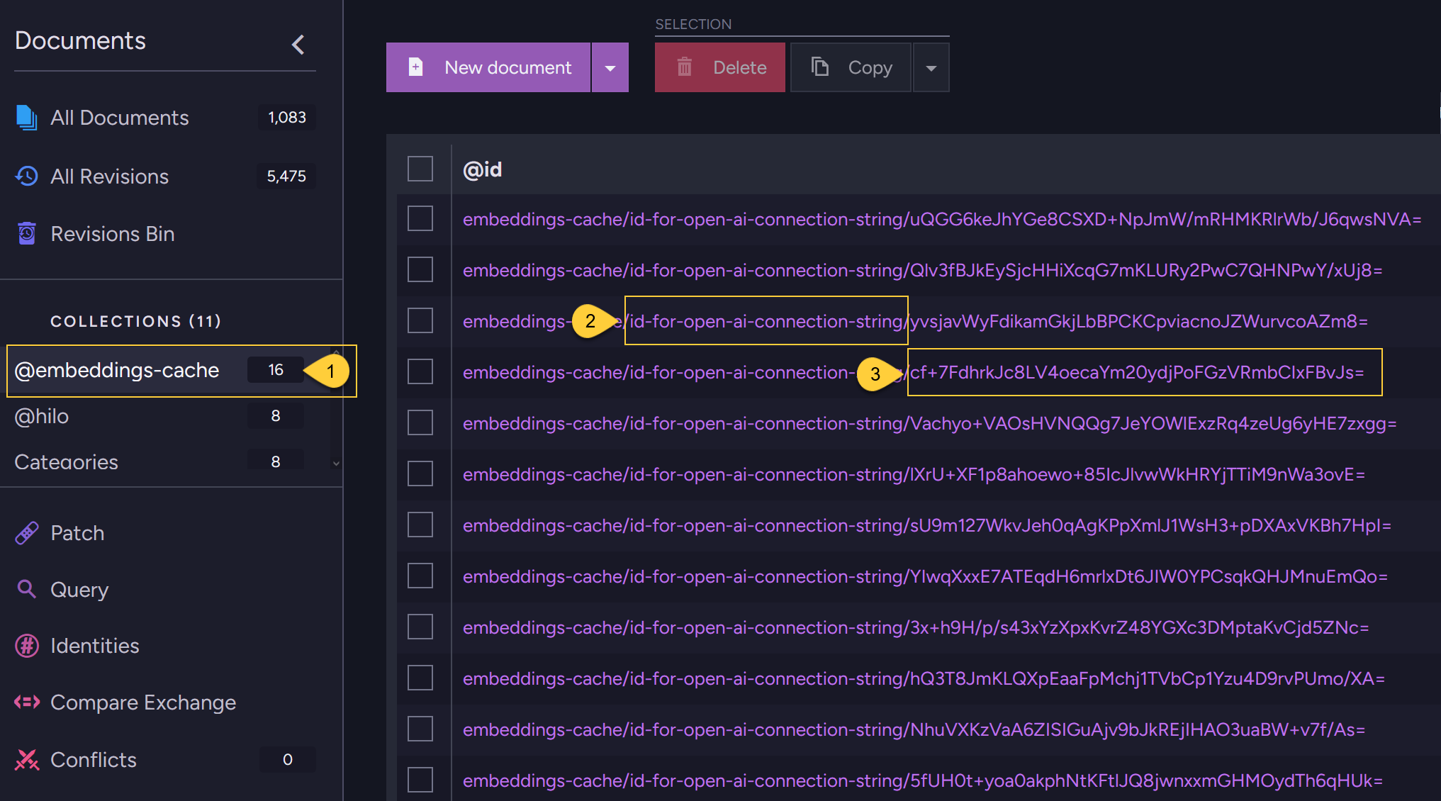 The embeddings cache - list