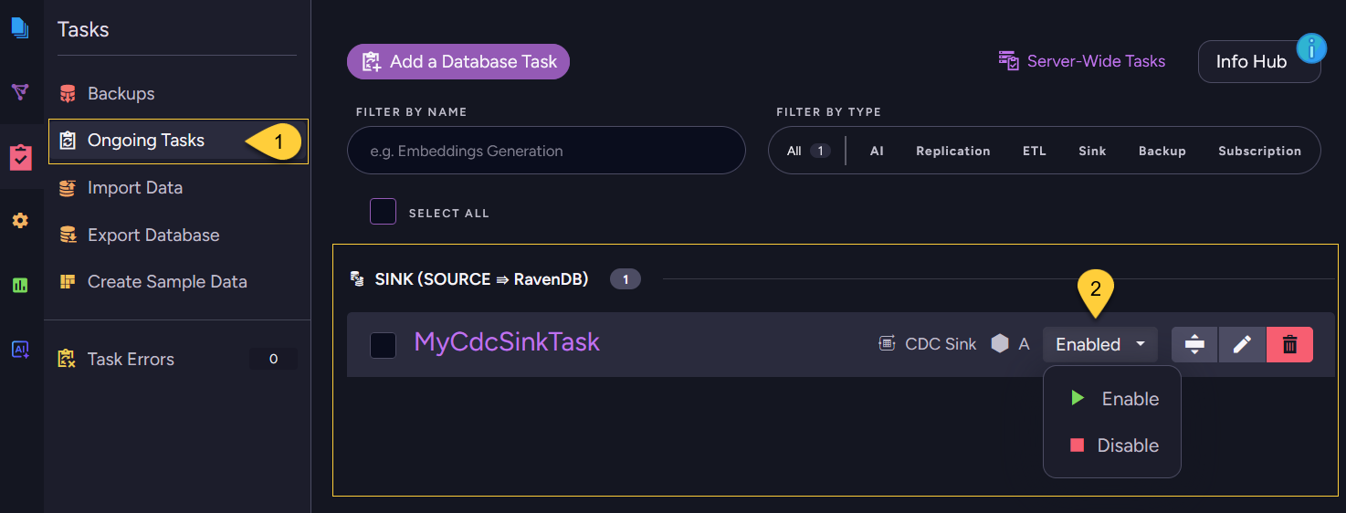 Enable/Disable task
