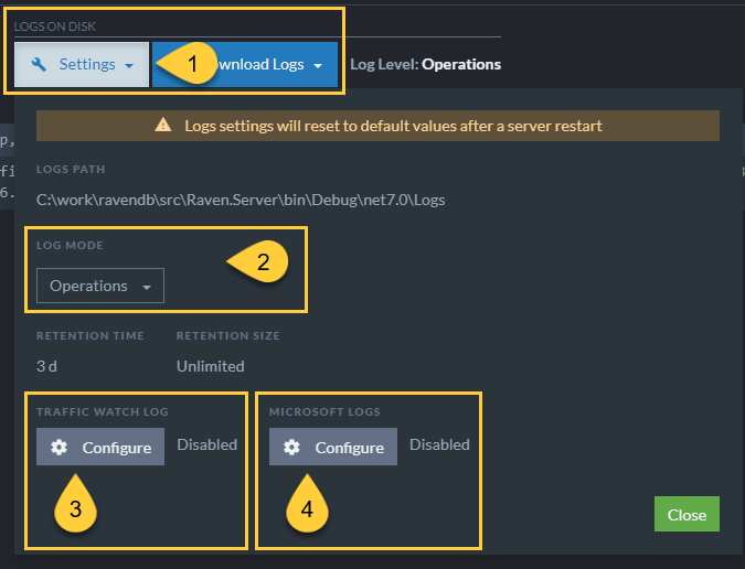Enable logs