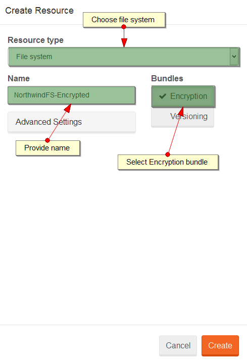 Figure 1. Studio. Encryption. Create file system.