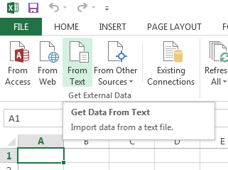 Importing data from text in Excel