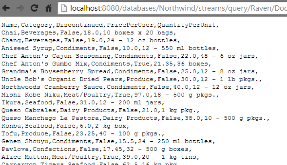 Query results