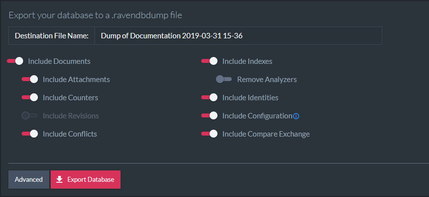 Figure 3. Export Options