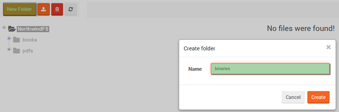 Figure 2. Studio. Files View. Create folder