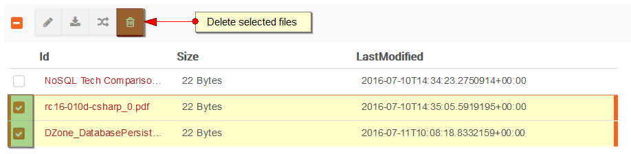 Figure 8. Studio. Files View. Delete a file