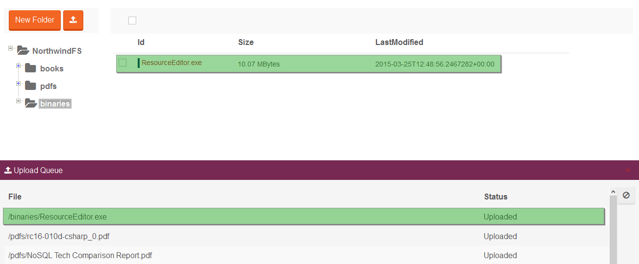Figure 6. Studio. Files View. File uploaded