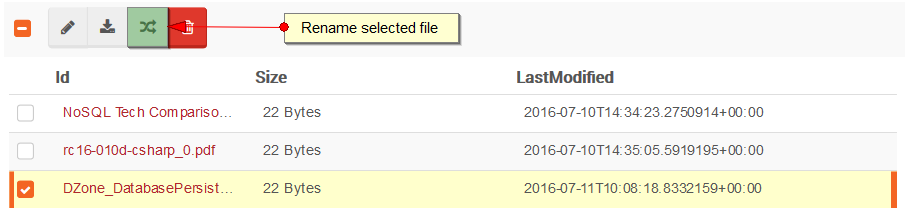 Figure 10. Studio. Files View. Rename a file
