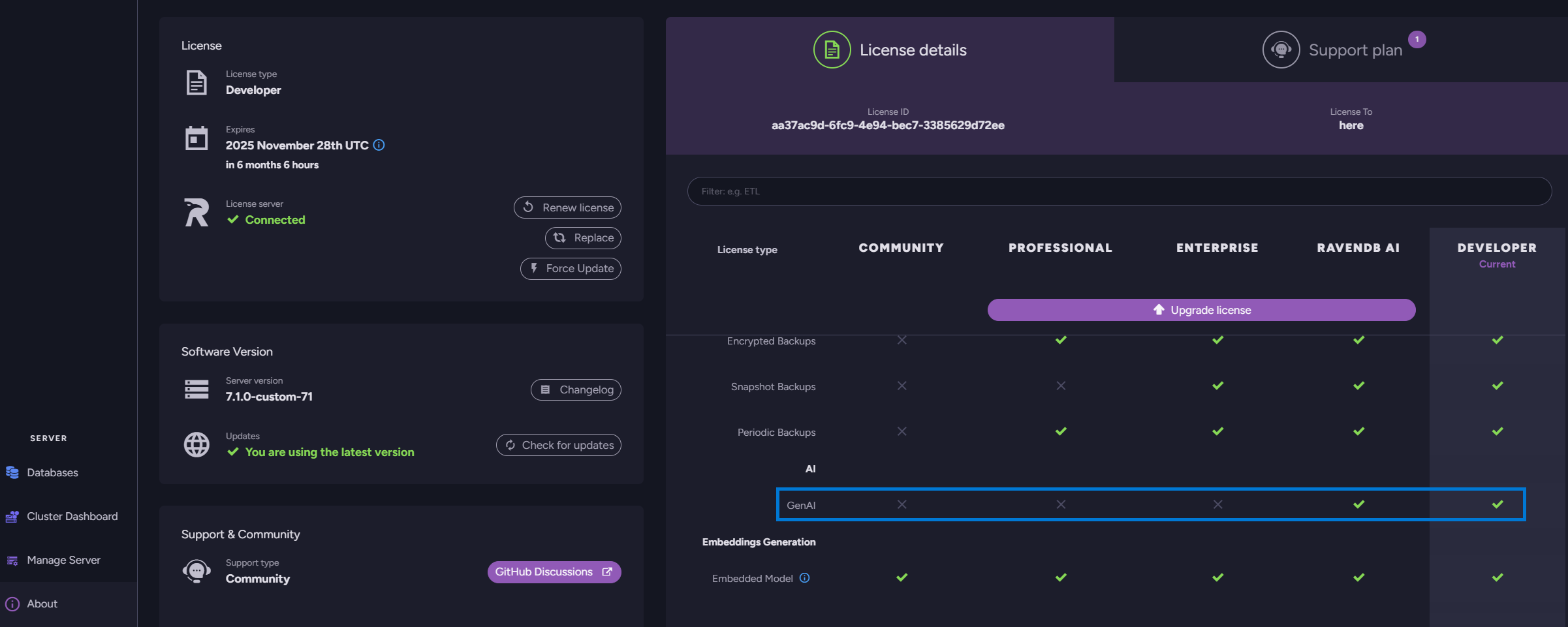 Licensing: RavenDB AI license
