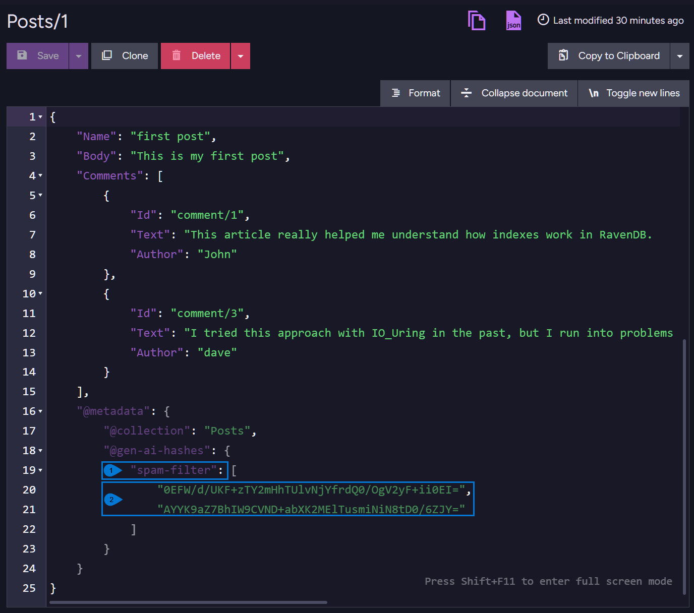 Metadata Identifier and Hash codes