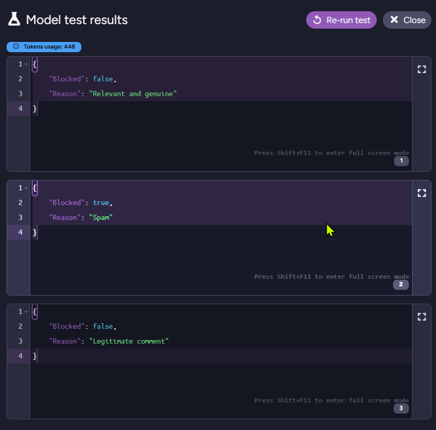 Playground: prompt &amp; JSON schema