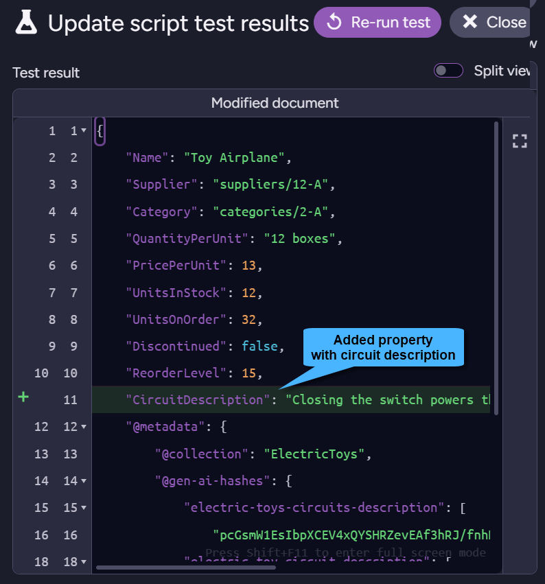 Test update script