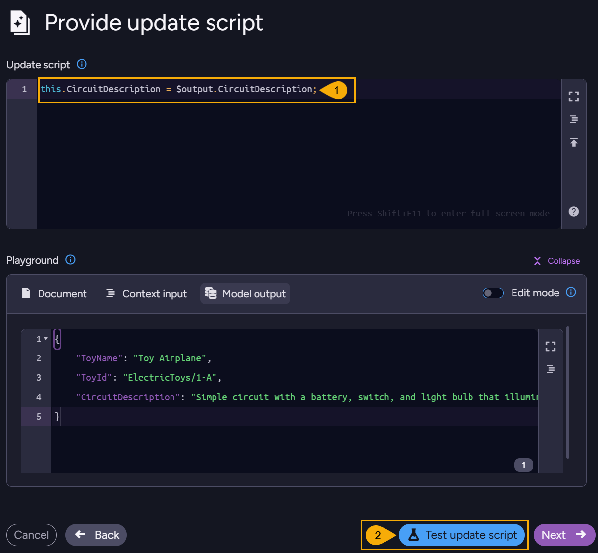 Update script: Update document with LLM response