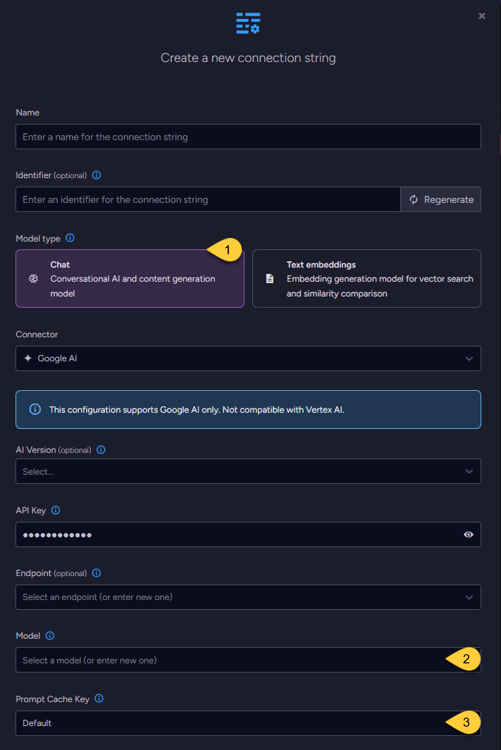 connection string to google ai